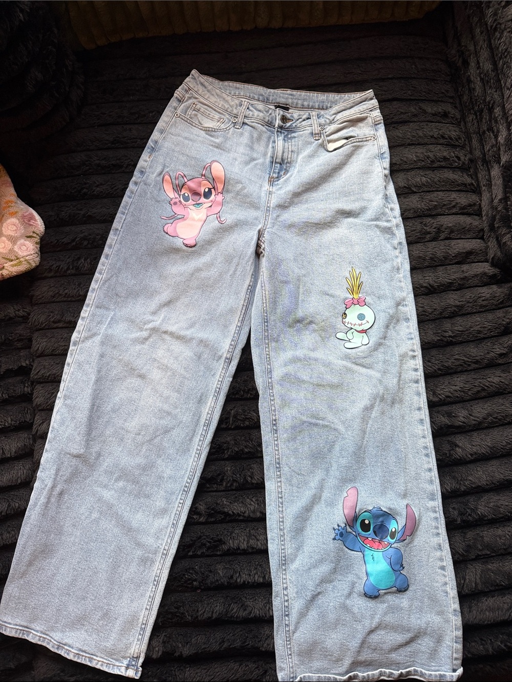 Disney Light Blue Jeans with Pink & Blue Character Patches